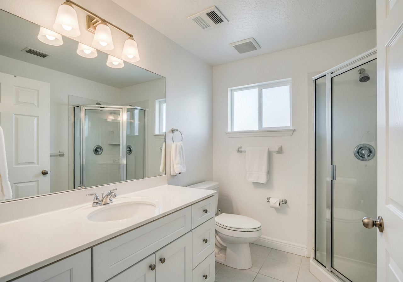After: Freshly restored mold-free bathroom in a Boca Raton Florida home